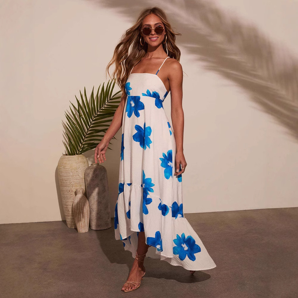 Blue flowers on white